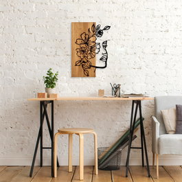 Wallity Woman Floral Face - 372 Escultura de pared de madera y metal